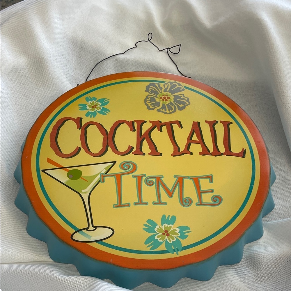 Tin Colorful Cocktail Time Wall Decor